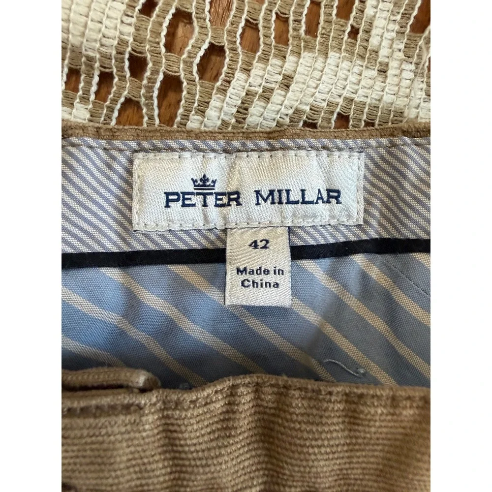 Peter Millar Mens Tan Corduroy Five Pocket Pants Size 42 x 31 khaki Cotton Modal